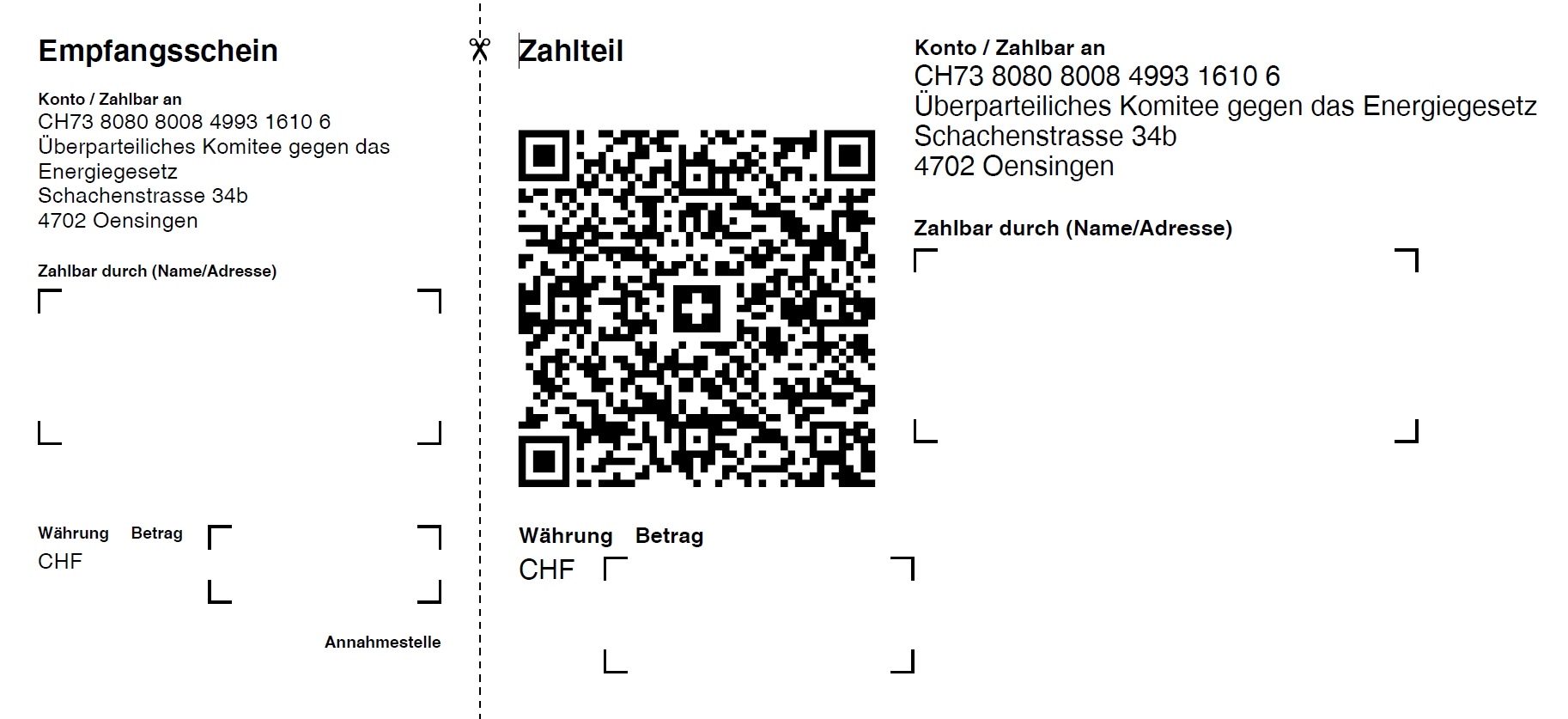 Einzahlungsschein Energiegesetz